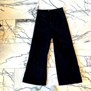 Madewell cropped black denim wide leg trouser